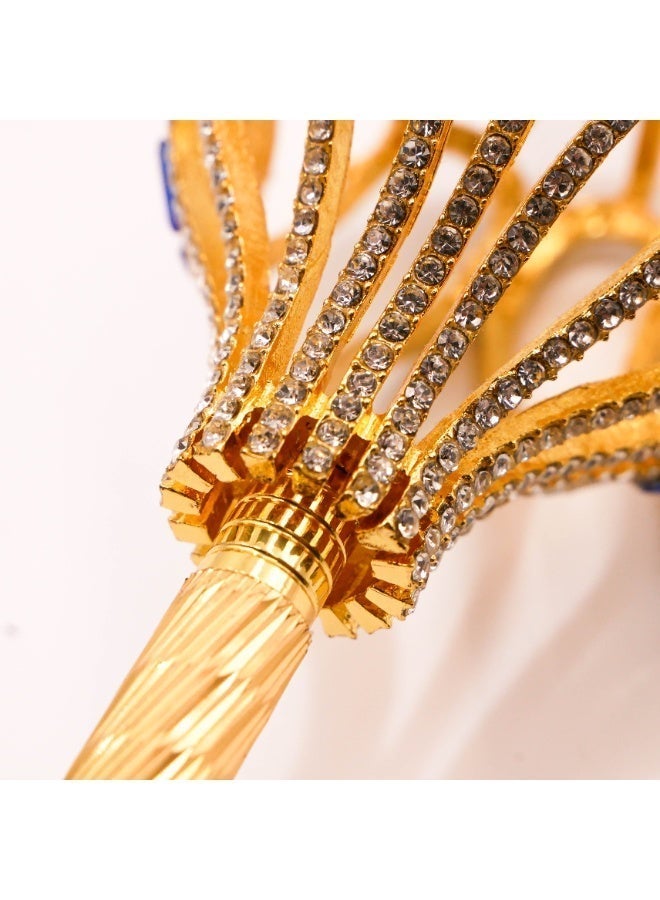 Solajan Royal Crown Walking Cane 92cm – Gold-Tone Shaft with Blue Crystal Crown Handle - Image 5